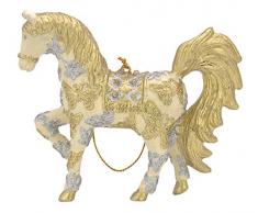 Bezauberndes Pferd, Deko Hänger creme/gold, Verzierungen, Christbaumschmuck 11 cm