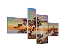 Bilderdepot24 Wandbild Boote M1 - 120x70cm 4 teilig - fertig gerahmt. P315