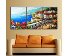 aoyukf 3 Panel Nordic Sea Landschaftsmalerei Landschaft Wandkunst Ölbild Druck Auf Leinwand Malerei Für Home Küche Dekoration-Rahmenlos-30cmx50cmx3