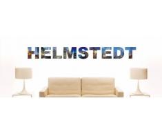Wandtattoo farbige Wandschrift Städtename Helmstedt mit Sehenswürdigkeiten 80 x 9 cm Länge
