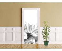Türaufkleber - Blume - schwarz weiß - 90 x 200 cm - selbstklebend - Türpanel - Aufkleber - Türbild - Tür - Bild - Foto - Tapete - Türtapete - Türposter - Türfolie - Türklebefolie - Bild für Tür - Gerbera - Pflanze - Gewächs - Blüte - Blätter
