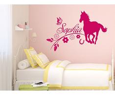 GRAZDesign 300057_57_WT821 Wandtattoo Wandaufkleber Tattoo für Mädchenzimmer Wunschname Schmetterling Pferd (85x57cm // 821 Magnolia)