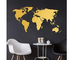 decalmile Wandtattoo Weltkarte Moderne Gold Wandaufkleber Wohnzimmer Schlafzimmer Kinderzimmer Wanddeko (118 x 63 cm)
