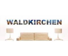 Wandtattoo farbige Wandschrift Städtename Waldkirchen mit Sehenswürdigkeiten 80 x 7 cm Länge