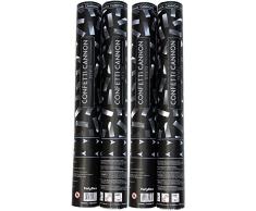 4x Konfettibombe Konfettiregen Konfettishooter Streifen silber metallic Silvester, Party, Weihnachten Hochzeit Jahreswechsel Feiern