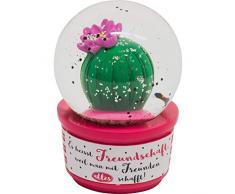 Die Geschenkewelt Gruss und Co 46168 Traumkugel mit Kaktus und Motivdruck am Sockel Es heisst Freundschaft, Silberglitter Schneekugel, Polyresin, Glas, Bunt, Höhe ca. 6,6 cm