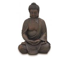 Deko-Buddha sitzend, ca. 40cm hoch in Braun | Buddha-Figur für Wohnung, Haus & Garten | Buddha-Statue, Wohnaccessoire ideal als Geschenk | Buddha-Skulptur Feng Shui Dekoration | Garten-Figur