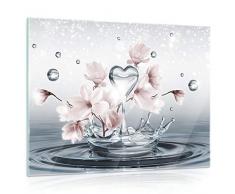 DekoShop Glasbild Echtglas Glasfoto Wandbild Magnolie AMDGT10163G5 G5 (80cm. x 60cm.) Real Glass