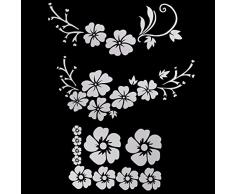 ACBungji Hibiskus Autoaufkleber Blumen blumenaufkleber autotattoos selbstklebend Aufkleber Fenster Schwarz Weiß wasserfest (Weiß Blume)
