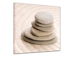 Kunstdruck - Zen Steine VIII - Bild auf Leinwand - 60 x 60 cm - Leinwandbilder - Bilder als Leinwanddruck - Geist & Seele - Asien - Wellness