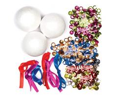 Baker Ross AR754 Pailletten-Kugel-Kits für den Weihnachtsbaum — Kreatives Kunst-und Bastelzubehör für Kinder zum Basteln und Dekorieren (3 Stück), Sortiert