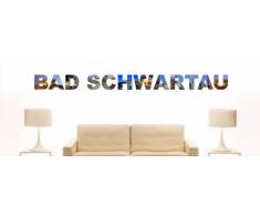 Wandtattoo farbige Wandschrift Städtename Schwartau mit Sehenswürdigkeiten 80 x 8 cm Länge