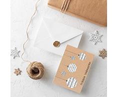 Partycards 8 Weihnachtskarten Klappkarten A6 mit Umschlag aus Kraftpapier