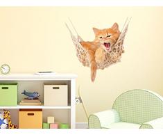 Graz Design 641045_30 Wandsticker Wandtattoo Wandaufkleber Tiere Katze HÃ¤ngematte Kitten Flur Bad (GrÃ¶Ãe=30x30cm)