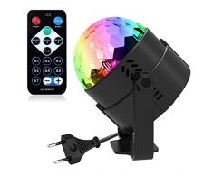 Discokugel Lichteffekte Disco Partylicht, ROOROO Disco Beleuchtung Ball für kinder Mit 7 Farbe RGB 3W Lampe Beleuchtung Mit Fernbedienung für Festival Bar Club Party Karaoke Weihnachten Hochzeit