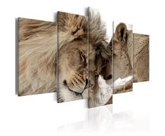 decomonkey Bilder Löwe Afrika 200x100 cm 5 Teilig Leinwandbilder Bild auf Leinwand Wandbild Kunstdruck Wanddeko Wand Wohnzimmer Wanddekoration Deko Tiere Wildlife Natur