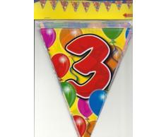 1WIMPELKETTE L: 10 m 3.Geburtstag GIRLANDEN PARTY DEKO