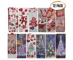 THE TWIDDLERS Packung mit 12 geschenktüten Weihnachten Weinflaschen - 12 Verschiedene Designs - Perfekt für flaschentüten geschenktüten, weihnachtstüten für Flaschen