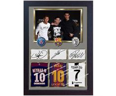 SGH SERVICES Gerahmtes Poster Neymar Messi Ronaldo Juventus Autogramm Foto Druck Poster Vordruck Foto Druck gerahmt MDF Rahmen Fotodruck