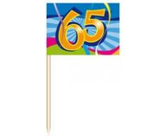 50x Partyspießer Fahne Deko-Picker Geburtstag Zahl 65