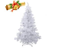 MCTECH 210cm PVC Festive Künstlicher Weihnachtsbaum Weiss Tannenbaum Weiß Christbaum Dekobaum mit Ständer (210cm)