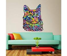 Dean Russo EricauBird Angora-Katze Wandsticker, Pop-Art, einfach anzubringen und zu entfernen
