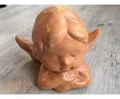 Engel Figur Steinguss 12cm orange