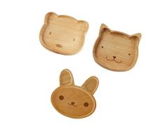 Sharplace Holz Tier Dessertteller Kuchenteller Speiseteller Holzschale Obstschale Gebäckschale Tafelservice Platte