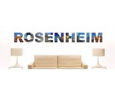 Wandtattoo farbige Wandschrift Städtename Rosenheim mit Sehenswürdigkeiten 80 x 10 cm Länge