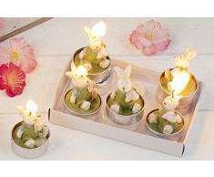 Hoff Interieur 6er Set Teelichter Bunnies Hasen Kerze Ostern Osterhase Tisch Tischdeko