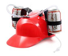 Novelty Place] Trinkhelm für Trinker mit Strohhalm für Bier und Soda - Party Fun - Rot