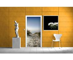 Wallario Selbstklebende Türtapete Weg durch die Dünen zum Strand am Meer - 93 x 205 cm in Premium-Qualität: Abwischbar, Brillante Farben, rückstandsfrei zu entfernen