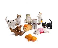 AchidistviQ Mini-Katzenfigur, realistisch, PVC, Spielzeug, Puppenhaus, Gartendekorationen, 10 Stück, PVC, 10 Stück