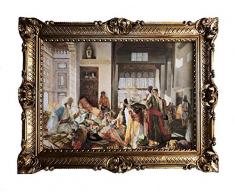 Made in Italy Gemälde Harem Orient Oriental Orientalische Bilder Bild mit Rahmen Wandbild 90x70cm Kunstdrucke und Gemälde Retro Repro Antik für Cafe Bar Home Büro Praxis