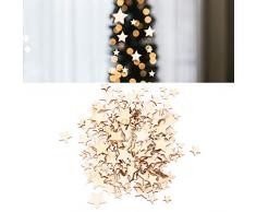 SUPVOX 200 Stücke Holzsterne Holzscheiben Baumscheiben Naturholzscheiben für Weihnachtsbaum Anhänger Hochzeit Basteln DIY Baumschmuck Holz Streudeko Tischdeko Weihnachtsdeko (Stern)