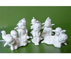 10 Stück Engel Figuren in Weiss aus Keramik zum Hängen Christbaumschmuck