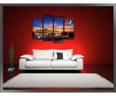 Visario Leinwandbilder 6148 Bild auf Leinwand USA Retro Diner, 130 x 80 cm, 4 Teile