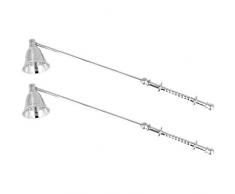 com-four® 2X Kerzenlöscher aus Edelstahl, Dochtlöscher silberfarben, Länge 30 cm (02 - Stück - silberfarben)