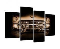 Oldtimer Auto Wandbild Retro Bild auf Leinwand Pkw Leinwandbild - 100x60 cm 4-Teilig: Sepia