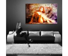 Bild auf LEINWAND AKT EROTIK GIRL abstrakt verschiedene Größen wählbar!!! gerahmt fertig auf HOLZRAHMEN Kunstdruck Wandbild auf Rahmen günstiger als Ölbild Gemälde/Poster/Plakat/kein Poster oder Plakat (100x70cm farbig)