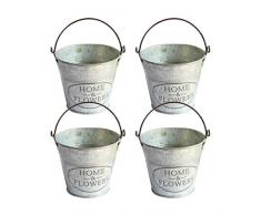 Yardwe 4 Stück Metall-Blumen-Eimer Vintage Eisen Blumentopf Pflanzgefäß Garten Sukkulenten Eimer Behälter Halter für Süßigkeiten Votivkerzen Schmuck