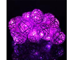 Lichterkette FeiliandaJJ 3M 20LED Rattankugel Lichterkette Weihnachten Dekoration für Bar, Party, Zimmer, Garten, Balkon, Weihnachten, Halloween, Hochzeit (Lila)