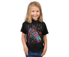Pferde-Motiv Kindershirt - Kunstdruck Pferd - buntes Pferdeshirt für Kinder : Horse - Tiermotiv Pferd Kinder T-Shirt Gr: M = 134-140