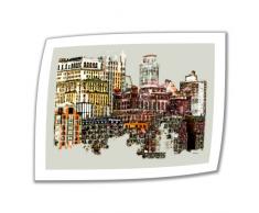 Art Wandbild NYC Manhattan Cluster 18 by 24 Brillanz Kunstdruck auf Leinwand von Linda Parker mit 2 Accent Bordüre