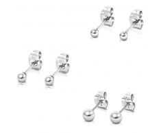 DTPsilver -Damen - 3 Paar Ohrringe 925 Sterling Silber Klein Kugel - Kugel Ohrstecker 2, 3, 4 mm