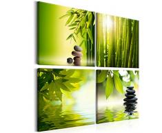 murando - Bilder Zen 80x80 cm Vlies Leinwandbild 4 Teilig Kunstdruck modern Wandbilder XXL Wanddekoration Design Wand Bild - Natur Wasser Bambus Steine grün 9060095