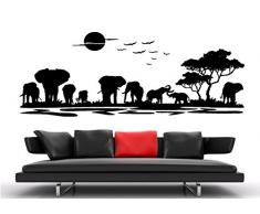 Unbekannt Wandtattoo wandaufkleber Aufkleber Wandsticker Wall Sticker Wohnzimmer Schlafzimmer Kinderzimmer KÜCHE 30 Farben zur Wahl Afrika Landschaft Tier Baum waf21(070 schwarz, Größe1:ca.60x19 cm)