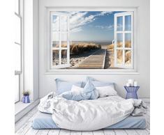 murimage Fototapete Strand Fenster 183 x 127 cm inklusive Kleister Fenster Ausblick Meer Strand Dünen Ozean Ocean Way Tapete