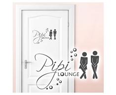 Grandora Wandtattoo Sprüche PIPI Lounge Mann Frau I dunkelgrau 27 x 18 cm I WC Türaufkleber Piktogramm Bad Badezimmer Wandaufkleber Wandsticker W755