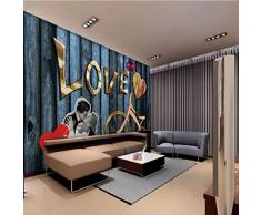 Gwgdjk Auf Leinwand Riesige Bilder Fertig,3D Kunstdruck Auf Wandbild, Günstiger Als Gemälde Oder Ölbild，Schönes Retro Holz Der Liebe Tv Hintergrundwand Wand Dekoration-Moderne Wanddeko-280X200Cm